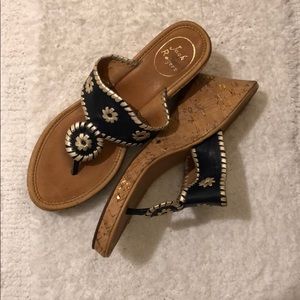 Jack Rogers navy/gold wedge sandals